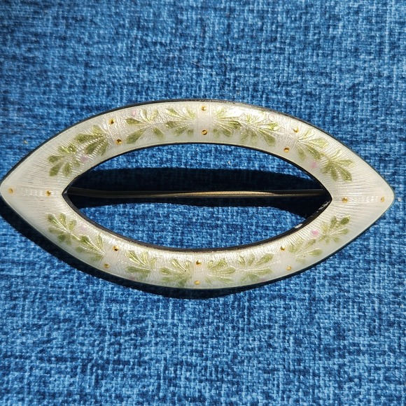 Antique Sterling Silver Enamel Brooch Champleve Sash Pin Circa 1915 Robbins - Picture 3 of 6